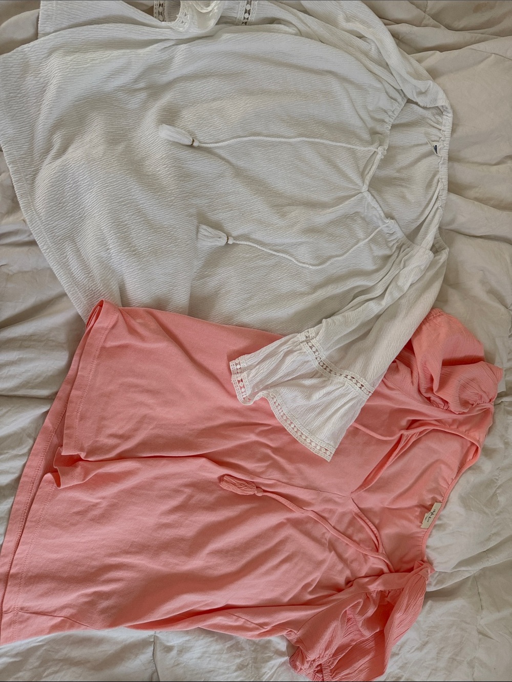 Old Navy White Peasant Blouse & Pink V-Neck Top Set